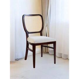 Stewehome Eyfel καρέκλα τραπεζαρίας καρυδί με πλάτη rattan και εκρού κάθισμα 58x50x99 cm 649463 |  Καρέκλες στο espiti