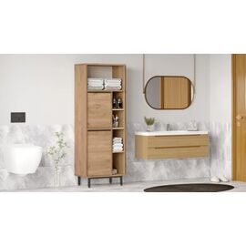 Stewehome Ντουλάπι Μπάνιου MDF με Μεταλλικά Πόδια δρυς 161.6x60x35.5 cm 408922 |  Στήλες Μπάνιου στο espiti