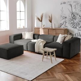 Stewehome Σύνθεση Σαλονιού 4 Θέσεων Λινό Ανθρακί 295x66x66 cm 233764 |  Καναπέδες γωνιακοί στο espiti