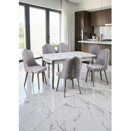Stewehome Ορχιδέα σετ 6 ατόμων μάρμαρο λευκό ασημί -Λευκό/Γκρι 44x45x105 cm 369705 |  Σετ τραπεζαρίες στο espiti