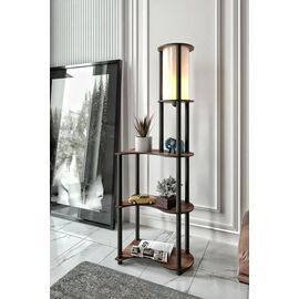 Stewehome Διακοσμητικός φωτιστικός στύλος με ράφι από ξύλο καρυδιάς Καφέ 606204 |  Δαπέδου στο espiti