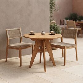 Τραπέζι Cadrada pakoworld teak ξύλο σε φυσική απόχρωση Φ70x76εκ |  Τραπέζια στο espiti