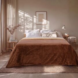 Beauty Home Κουβέρτα υπέρδιπλη διπλής όψεως Art 11601 Jacquard fleece 700gsm Fiesta Plus 220x240 Καφέ,Μπεζ       |  Κουβέρτες Βελουτέ Υπέρδιπλες στο espiti