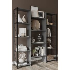Stewehome Βιβλιοθήκη με 12 ράφια από μέταλλο Γκρι 110x105x110 cm 410987 |  Βιβλιοθήκες στο espiti