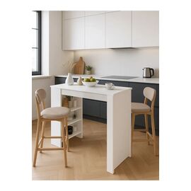 Stewehome Γραφείο Λευκό MDF με Ράφια Αποθήκευσης &amp; Μοντέρνο 120x51.6x101.8 cm 897041 |  Τραπέζια στο espiti