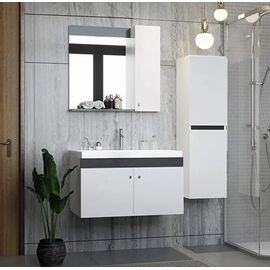 Stewehome Σετ Έπιπλο Μπάνιου 80cm με Λευκό Νιπτήρα &amp; Στήλη Ντουλάπι 80x45x34 cm 968275 |  Στήλες Μπάνιου στο espiti