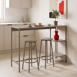 Σετ τραπέζι μπαρ Nexous pakoworld 3τεμ taupe μέταλλο 124x44x100εκ |  Τραπέζια στο espiti