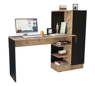 Γραφείο-ραφιέρα Kary pakoworld μαύρο-oak 152,5x40x120εκ |  Γραφεία στο espiti