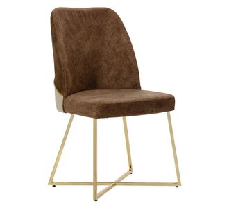 Καρέκλα Elsie pakoworld βελούδο καφέ antique-χρυσό gloss πόδι |  Καρέκλες στο espiti
