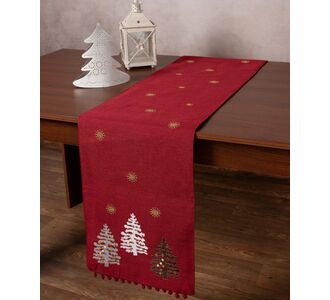 Χριστουγεννιάτικη τραβέρσα NW349 (35cm x 175cm) κόκκινη 5206978156250 SilkFashion |  Χριστουγεννιάτικα Τραπεζομάντηλα  στο espiti