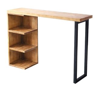 Τραπέζι μπαρ Collins pakoworld φυσικό ξύλο πεύκου 35mm φυσικό-μαύρο 139x29x90εκ |  Τραπέζια στο espiti