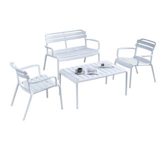 ΣΕΤ ΣΑΛΟΝΙ ΕΞΩΤΕΡΙΚΟΥ ΧΩΡΟΥ 4ΤΜΧ KORVER HM21096.01 ΠΟΛΥΠΡΟΠΥΛΕΝΙΟ ΛΕΥΚΟ |  Σαλόνια κήπου στο espiti