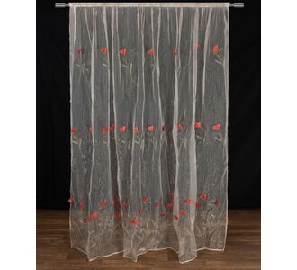 Κουρτίνα ανάγλυφο κόκκινο λουλούδι (280cm x 300cm) με τρέσα 6978000004365 SilkFashion |  Ετοιμες μονοχρωμες κουρτίνες στο espiti
