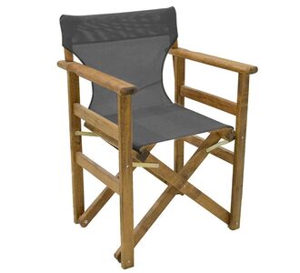 Καρέκλα-πολυθρόνα σκηνοθέτη Retto pakoworld μασίφ ξύλο οξιάς καρυδί-πανί μαύρο-γκρι |  Πολυθρόνες κήπου στο espiti