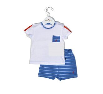 Nautica Des.11 Σετ T-Shirt & Shorts Jersey Organic Μπλε Ριγέ 74cm |  Βρεφικά Σετ κούνιας στο espiti
