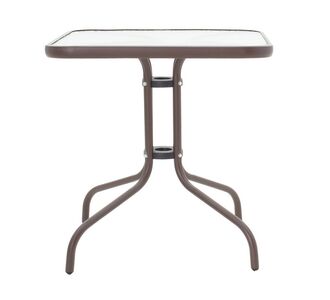 Τραπέζι Watson pakoworld μέταλλο καφέ-γυαλί 80x80x70εκ |  Τραπέζια κήπου στο espiti