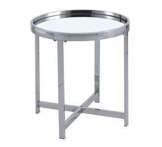 Βοηθητικό τραπέζι σαλονιού Tristan pakoworld μέταλλο ασημί-γυαλί Φ55x55εκ |  Τραπεζάκια βοηθητικά στο espiti