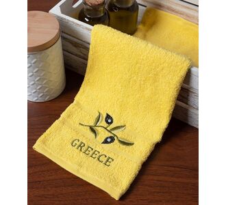 Δωδεκάδα πετσέτες χεριών (30cm x 50cm) κίτρινο με κλαδί GREECE 6978000004872 SilkFashion |  Πετσέτες Κουζίνας στο espiti