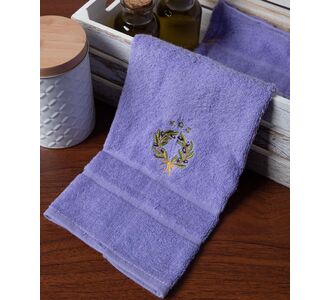 Δωδεκάδα πετσέτες χεριών (30cm x 50cm) λιλά με στεφάνι ΚΩΣ 6978000004884 SilkFashion |  Πετσέτες Κουζίνας στο espiti
