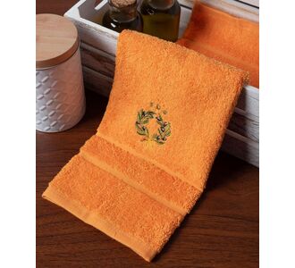 Δωδεκάδα πετσέτες χεριών (30cm x 50cm) πορτοκαλί με στεφάνι ΚΩΣ 6978000004885 SilkFashion |  Πετσέτες Κουζίνας στο espiti