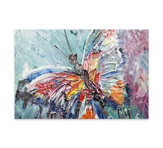 Πίνακας σε καμβά "Colorful Butterfly" Megapap ψηφιακής εκτύπωσης 90x60x3εκ. |  Πίνακες στο espiti
