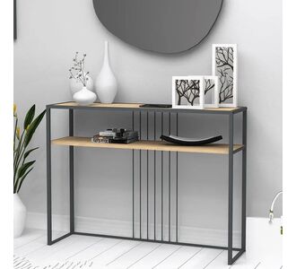 Κονσόλα Kary Megapap μεταλλική - μελαμίνης χρώμα oak 120x33x90εκ. |  Επιπλα στο espiti