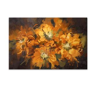 Πίνακας σε καμβά "Orange Flowers" Megapap ψηφιακής εκτύπωσης 120x60x3εκ. |  Πίνακες στο espiti