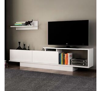 Έπιπλο τηλεόρασης Novara Megapap από μελαμίνη χρώμα λευκό 180x29,6x45εκ. |  Έπιπλα τηλεόρασης στο espiti