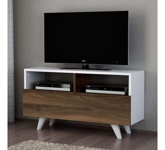Έπιπλο τηλεόρασης Novela Megapap από μελαμίνη χρώμα λευκό - καρυδί 90x29,5x50εκ. |  Έπιπλα τηλεόρασης στο espiti
