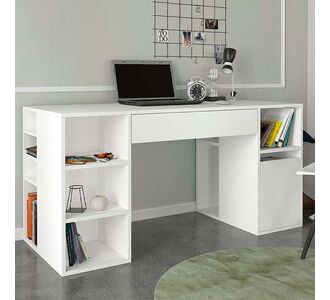 Γραφείο εργασίας Pontus Megapap από μελαμίνη χρώμα λευκό 145x60x74,4εκ. |  Γραφεία στο espiti