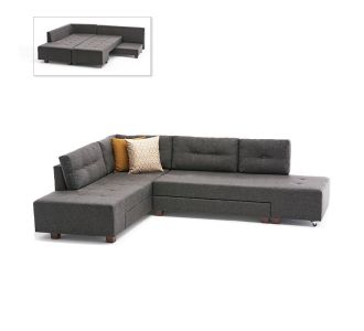 Γωνιακός καναπές - κρεβάτι Manama Megapap αριστερή γωνία υφασμάτινος χρώμα ανθρακί 280x206x85εκ. |  Καναπέδες-Κρεβάτι στο espiti