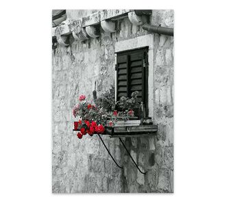 Πίνακας σε καμβά "Window with Flowers" Megapap ψηφιακής εκτύπωσης 50x75x3εκ. |  Πίνακες στο espiti