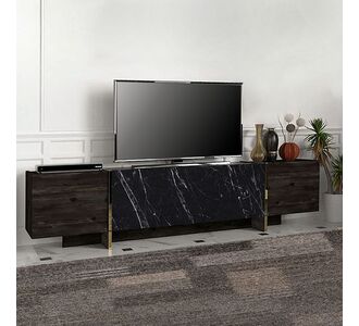 Έπιπλο τηλεόρασης Veyron Megapap από μελαμίνη χρώμα μαύρο rebab - μαύρο εφέ μαρμάρου 180x32,3x45εκ. |  Έπιπλα τηλεόρασης στο espiti