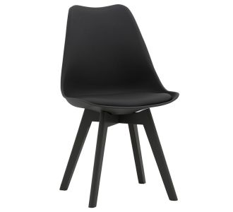 Καρέκλα Gaston pakoworld PP-PU μαύρο-πόδι ξύλο μαύρο |  Καρέκλες στο espiti