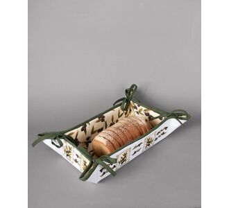 Βαμβακερή ψωμιέρα με στάμπα (33cm x 48cm) ελιά λευκή 6978000004995 SilkFashion |  Σουπλά στο espiti