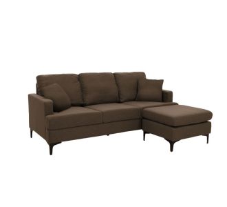 Γωνιακός καναπές με σκαμπό Slim pakoworld υφασμάτινος χρώμα καφέ με μαξιλάρια 185x140x70εκ |  Καναπέδες γωνιακοί στο espiti