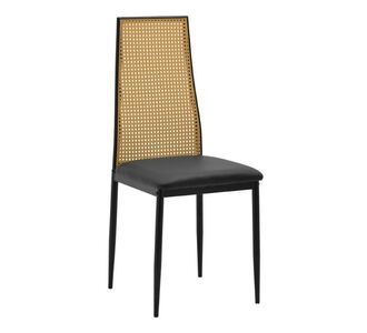 Καρέκλα Lasmipe Inart μαύρο-φυσικό pu-rattan 40x49x96εκ |  Καρέκλες στο espiti