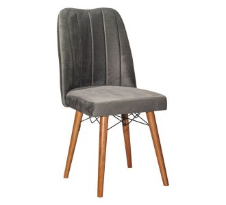 Καρέκλα Vespera I pakoworld βελούδο γκρι-καρυδί πόδι |  Καρέκλες στο espiti