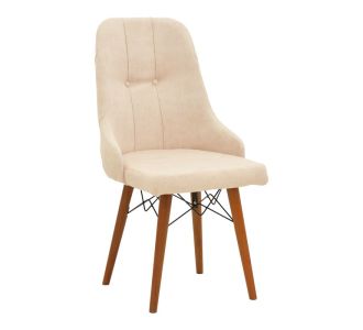Καρέκλα Elif pakoworld εκρού ύφασμα-καρυδί πόδι 46x50x97εκ |  Καρέκλες στο espiti