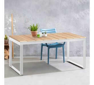 Τραπέζι κήπου Poseidon Megapap μέταλλο - ξύλο χρώμα λευκό - φυσικό 180x92x75εκ. |  Τραπέζια κήπου στο espiti