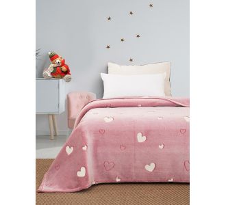 Κουβέρτα φωσφοριζέ μονή Hearts Pink Μονή (160x220) Sunshinehome |  Κουβέρτες Βελουτέ Μονές στο espiti