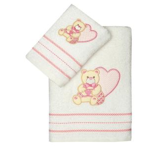 Σετ πετσέτες κεντητές Heart 01 Pink Sunshinehome |  Σετ Πετσέτες στο espiti