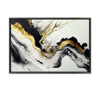 Πίνακας σε καμβά "Abstract Golden Wave" Megapap ψηφιακής εκτύπωσης με κορνίζα χρώμα μαύρο 140x100x3εκ. |  Πίνακες στο espiti