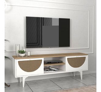 Έπιπλο τηλεόρασης Aureta Megapap χρώμα λευκό - sapphire oak 150x35x52,8 εκ. |  Έπιπλα τηλεόρασης στο espiti