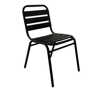 Καρέκλα Sussie pakoworld στοιβαζόμενη μαύρο μέταλλο με φέτες αλουμινίου 45x62x76εκ |  Καναπέδες - Καρέκλες  στο espiti