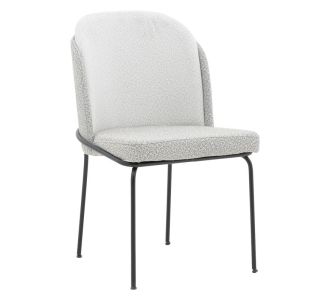Καρέκλα Dore pakoworld εκρού-γκρι μπουκλέ ύφασμα-μαύρο μέταλλο 50x47.5x82εκ |  Καρέκλες στο espiti