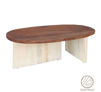 Τραπέζι σαλονιού Simplicity Inart white wash-φυσικό μασίφ ξύλο ακακίας 110x60x40εκ |  Τραπεζάκια σαλονιού στο espiti