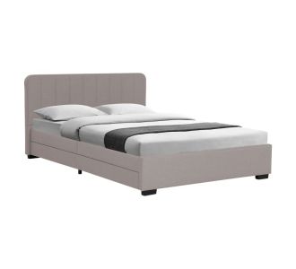 Κρεβάτι διπλό Veloty pakoworld ύφασμα μπεζ με συρτάρια 150x200εκ |  Κρεβάτια στο espiti