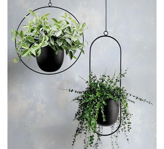 Βάση - ζαρντινιέρα κρεμαστή σετ 2τμχ μεταλλική για φυτά εσωτερικού και εξωτερικού χώρου χρώμα μαύρο Φ25εκ. |  Διακοσμητκά στο espiti