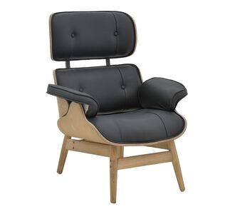 Πολυθρόνα relax Mirto pakoworld μασίφ ξύλο καρυδί -PU μαύρο 80x80x96.5εκ |  Πολυθρόνες σαλονιού στο espiti